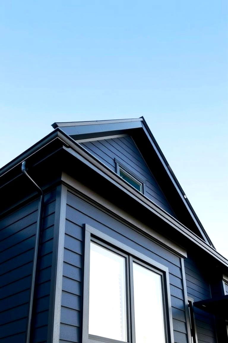 Striking Architectural Contrast - 24 Dark Blue House With Black Trim