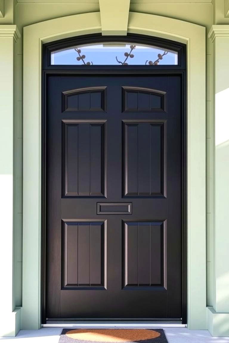 Striking Black Entrance - 24 Sage Green House With Black Door