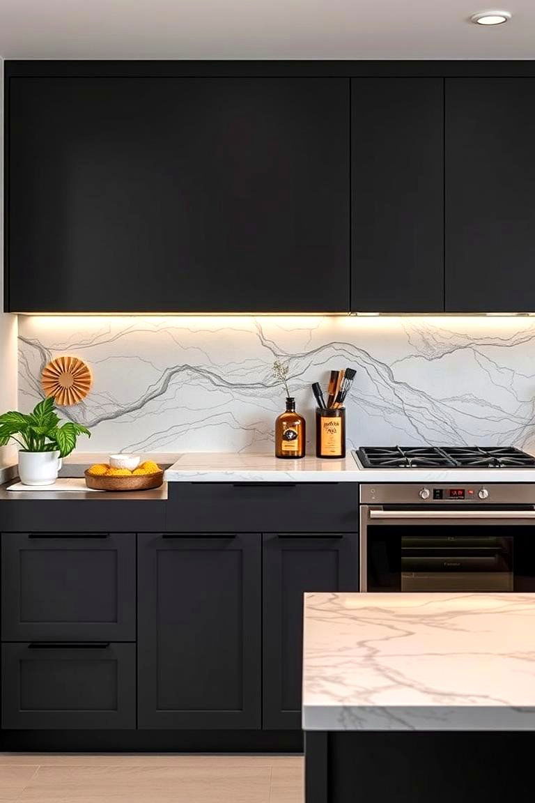 Striking Contrasts in Design - 24 One Wall Kitchen Ideas
