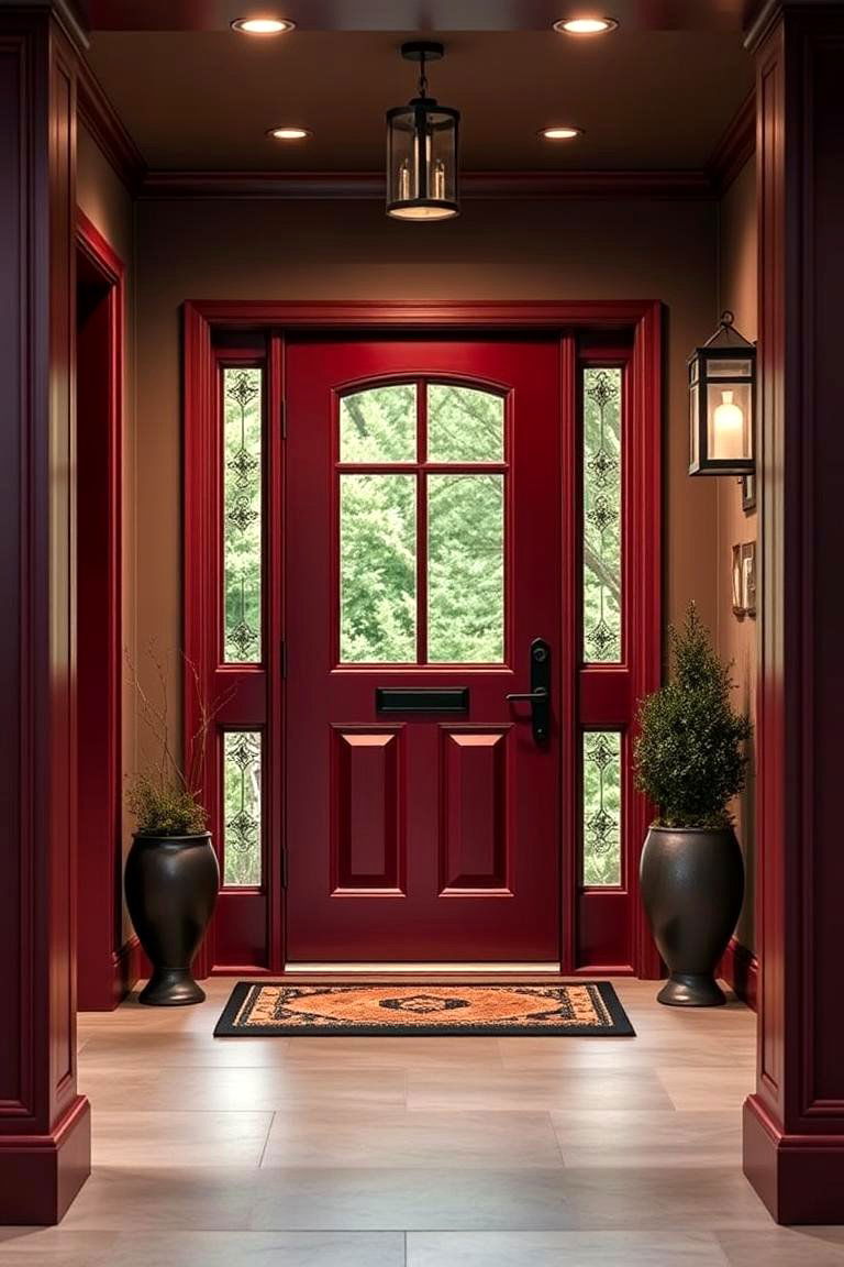 Striking Dark Red Entryway - 24 Dark Red House Exterior Ideas
