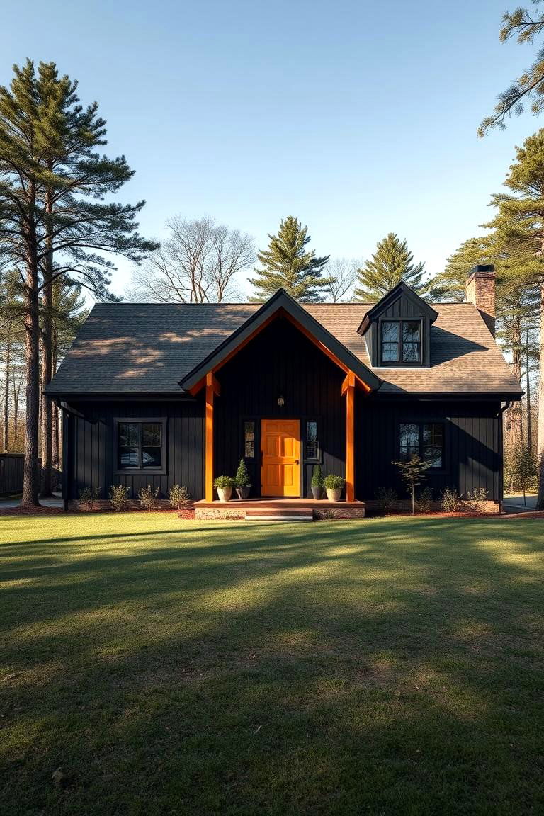 Striking Exterior Harmony - 24 Black House With Cedar Accents