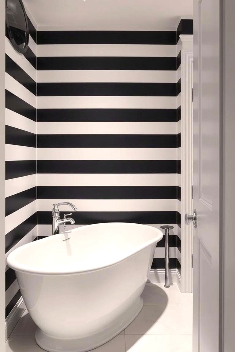 Striking Horizontal Stripes for Dimension - 24 Bathroom Accent Wall Ideas