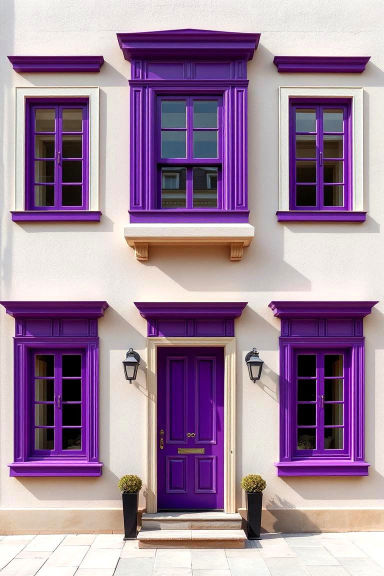 Striking Purple Window Frames - 24 Purple House Exterior Ideas