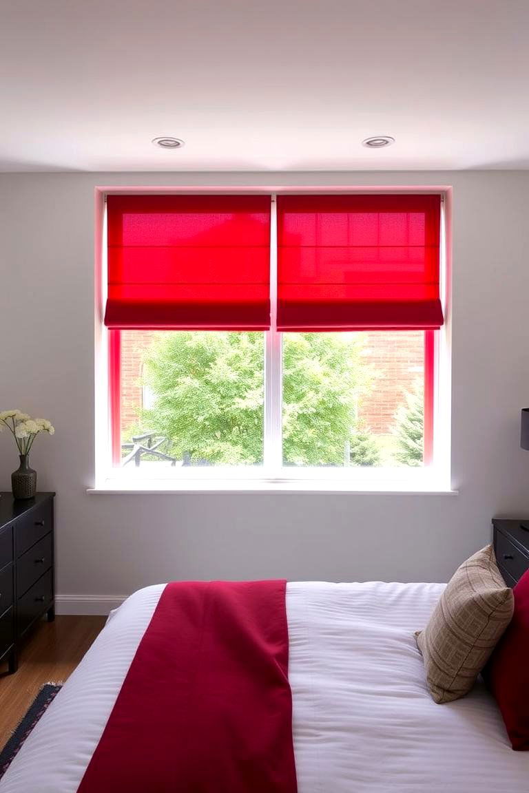 Striking Red and Black Window Treatments - 24 Red and Black Bedroom Ideas