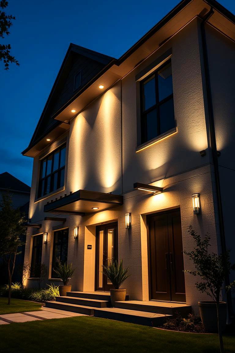 Striking Statement Lighting - 24 Aesthetic House Exterior Ideas
