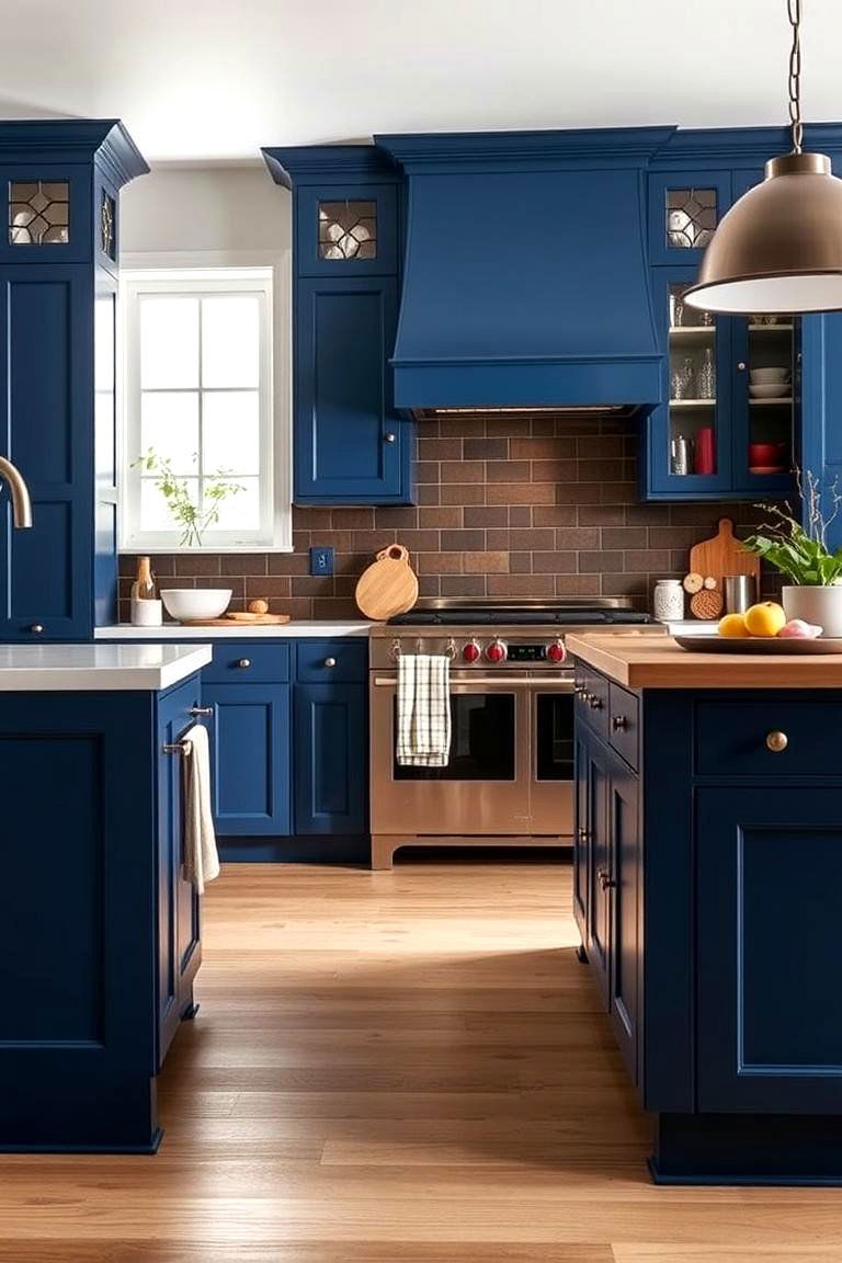 Striking Visual Harmony with Bold Contrasts - 24 blue farmhouse kitchen cabinets