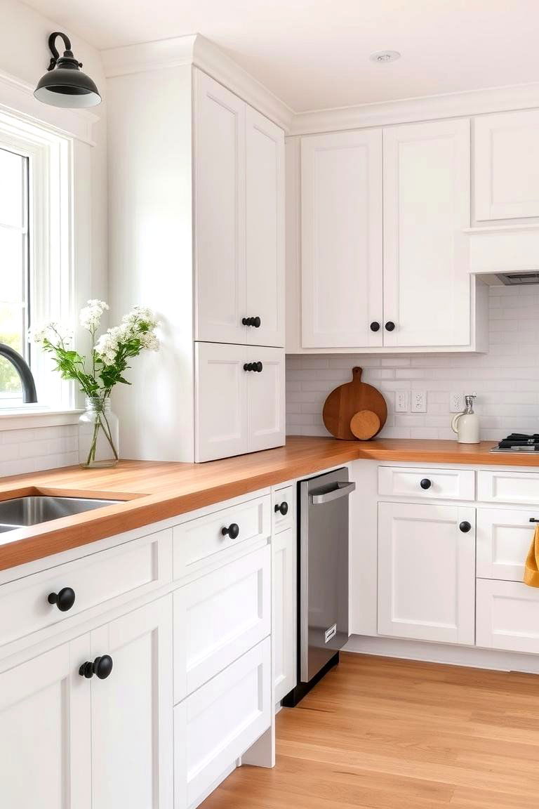 Striking Visual Impact - 24 White Kitchen Cabinets With Black Hardware