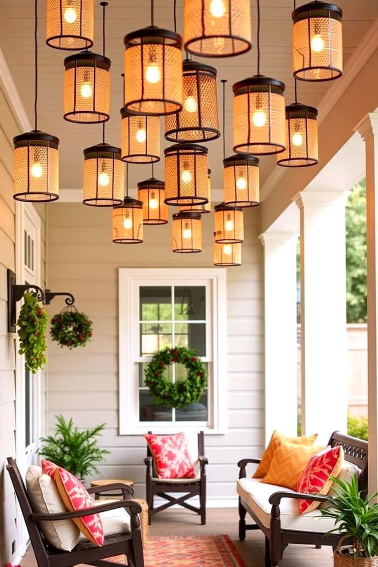 String Lanterns for a Cozy Bohemian Vibe - 24 Front Porch Lighting Ideas