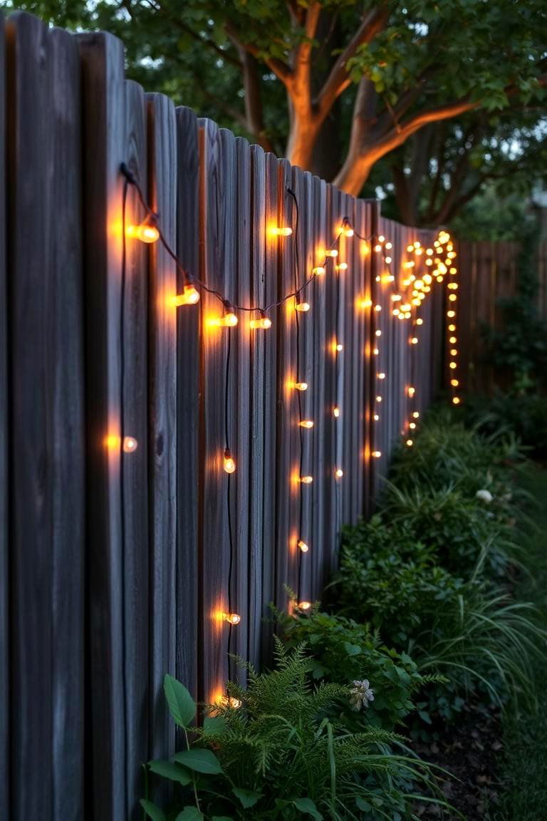 String Light Fence Design - 24 Fence Art Ideas