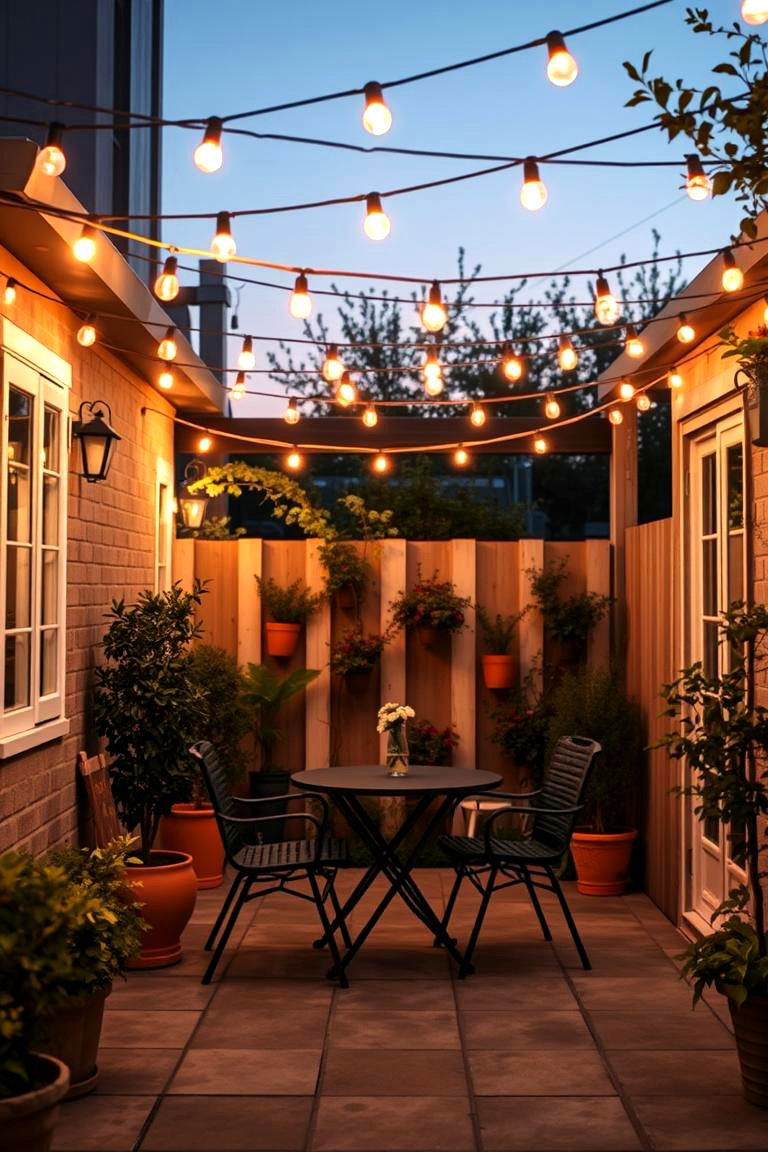 String Lights Ambiance - 24 Small Backyard Patio Ideas