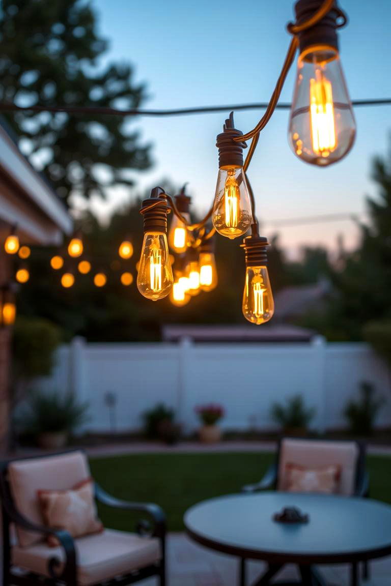 String Lights for Ambiance - 24 Modern Backyard Ideas