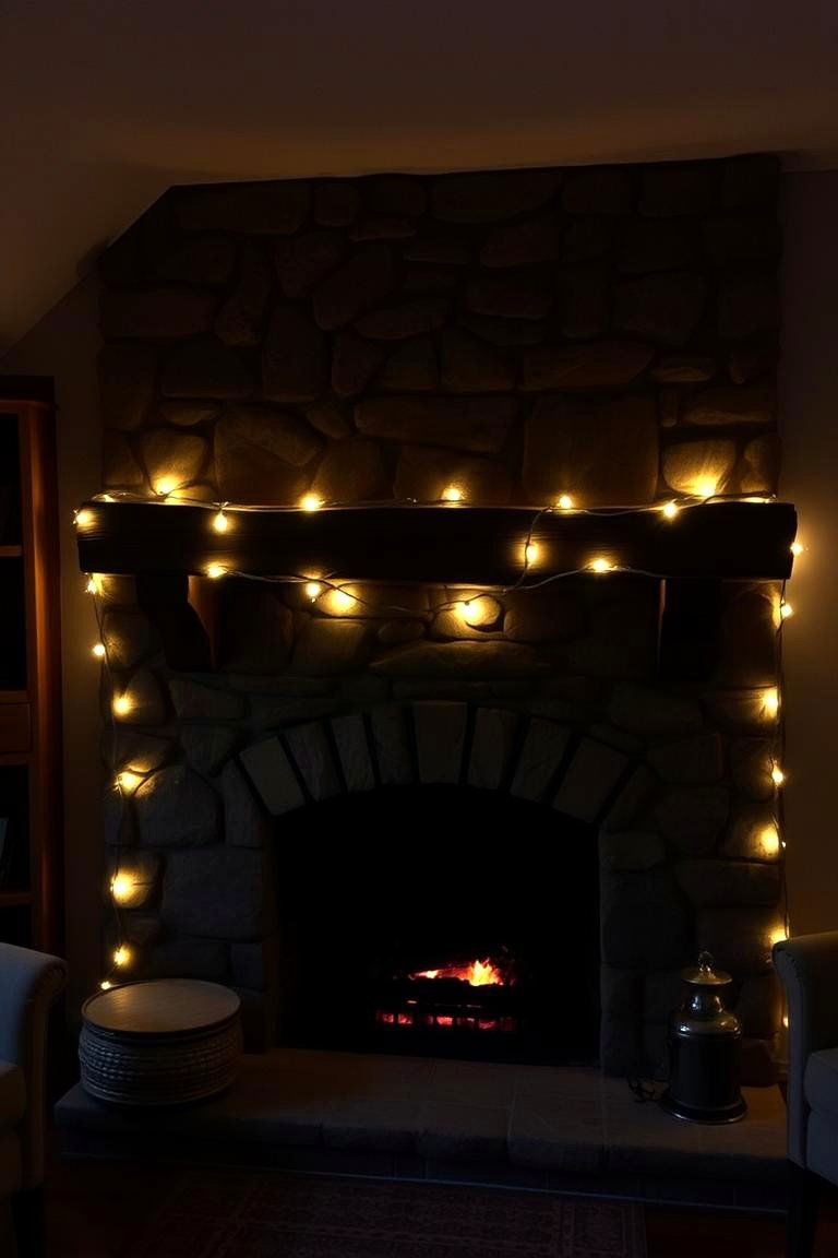 String Lights for a Cozy Vibe - 24 Fireplace Lighting Ideas
