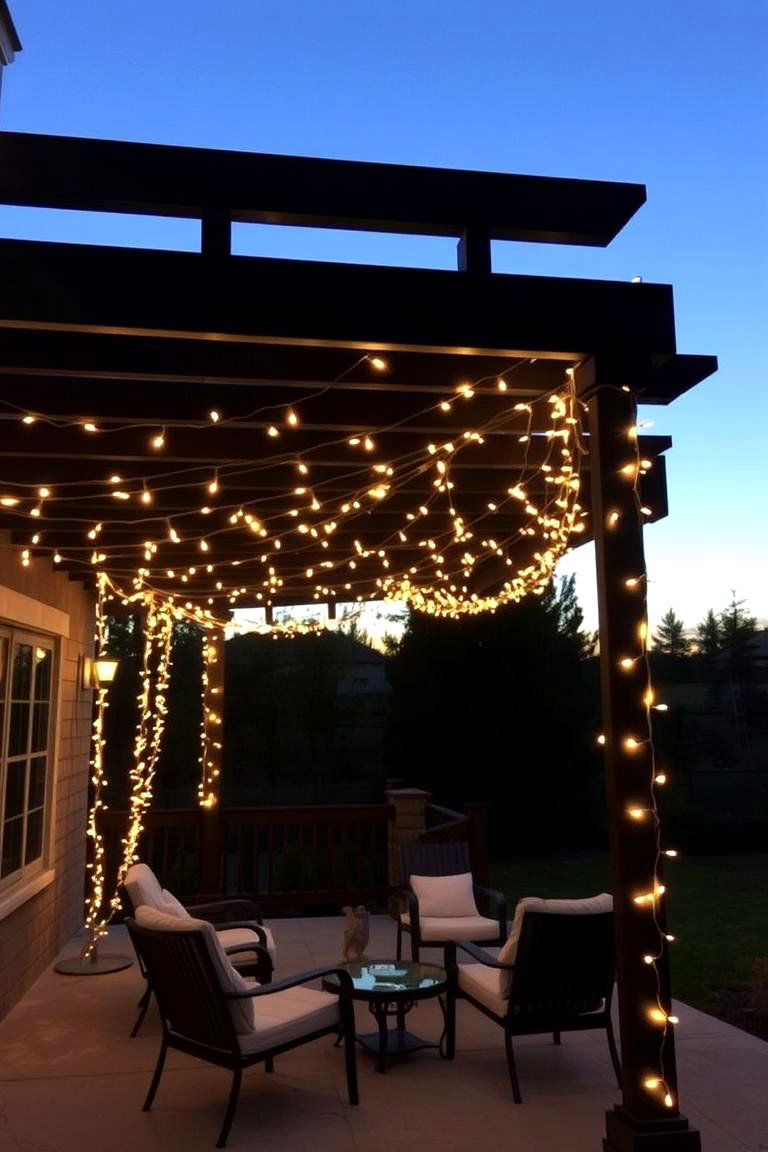 String Lights for a Festive Feel - 24 Pergola Lighting Ideas