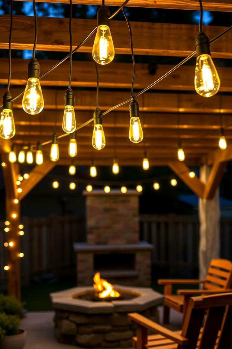 String Lights with Edison Bulbs - 24 Rustic Patio Ideas