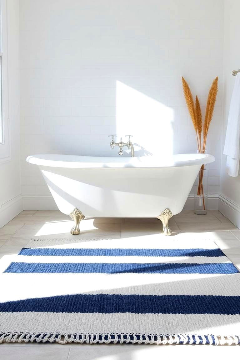 Striped Rugs for a Nautical Feel - 24 Bathroom Rug Ideas