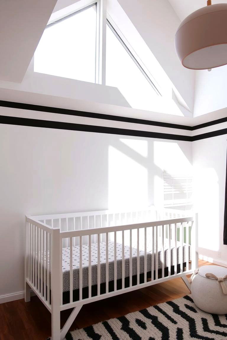 Striped Wallpaper Accents - 24 Black and White Nursery Ideas