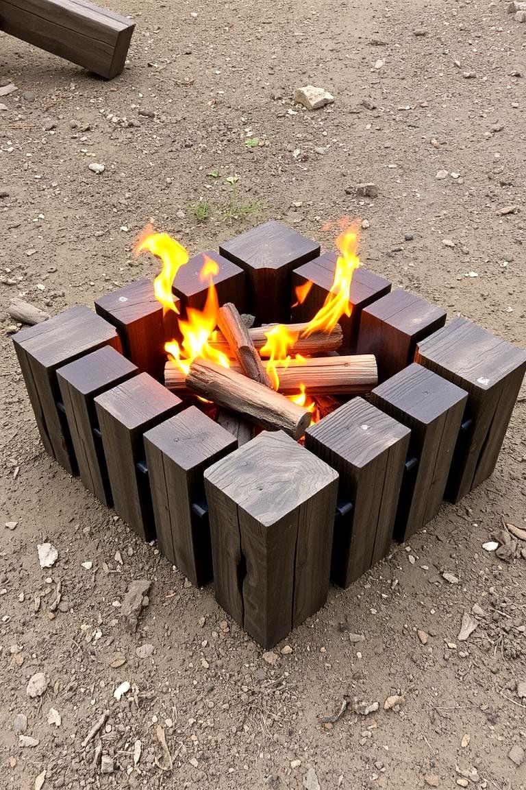 Sturdy Railroad Tie Fire Pit - 24 Rustic Fire Pit Ideas