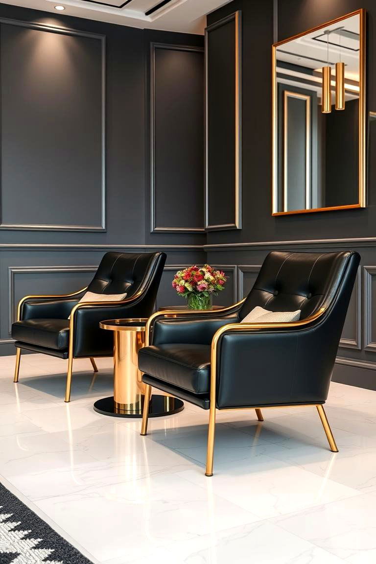 Stylish Black and Gold Accent Chairs - 24 Black and Gold Living Room Ideas
