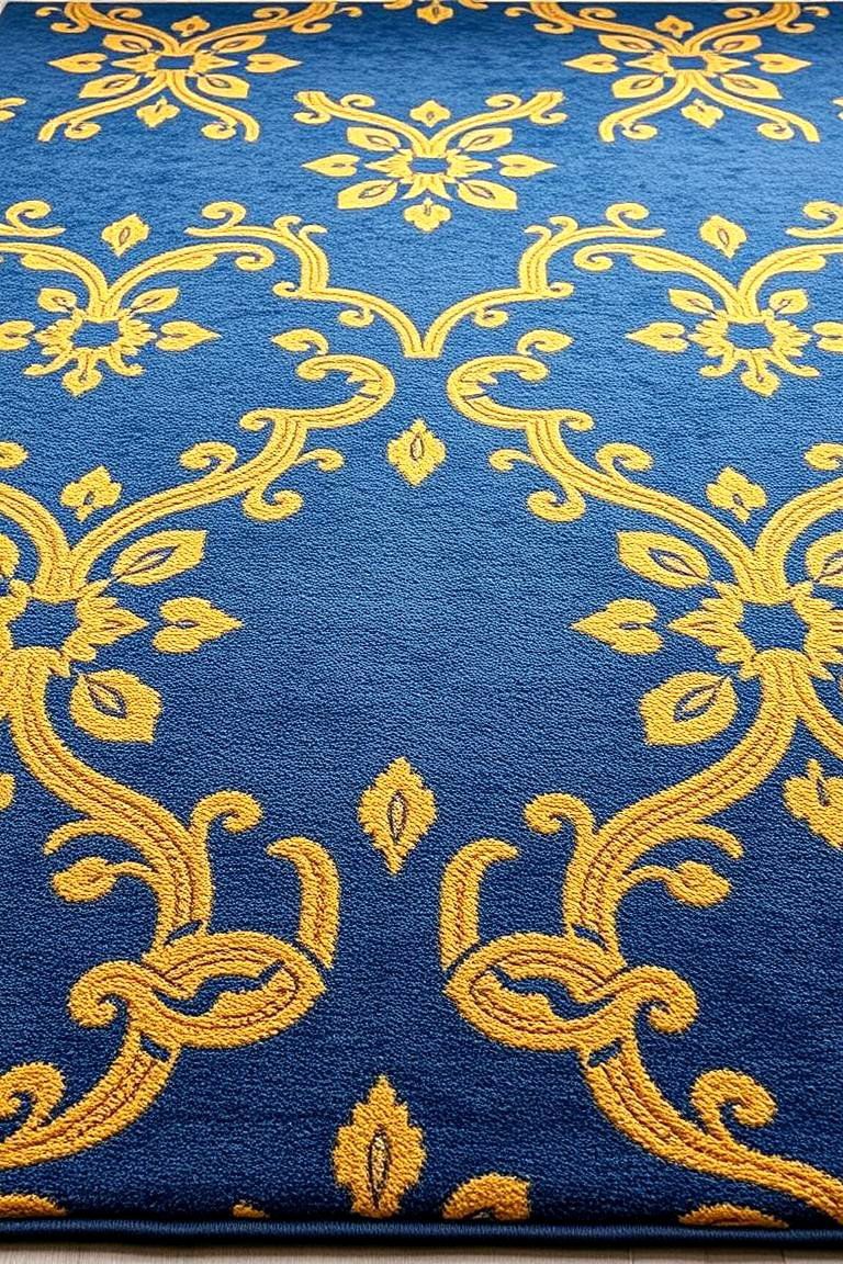 Stylish Blue and Gold Area Rugs - 24 Blue and Gold Bedroom Ideas