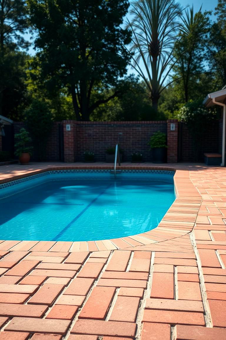 Stylish Brick Pool Surround - 24 Brick Landscaping Ideas