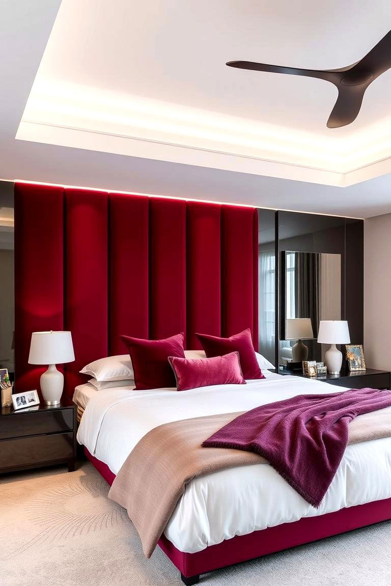 Stylish Burgundy Headboard - 24 Burgundy Bedroom Ideas