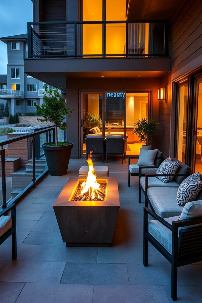Stylish Fire Pit Lounge - 24 Large Balcony Ideas