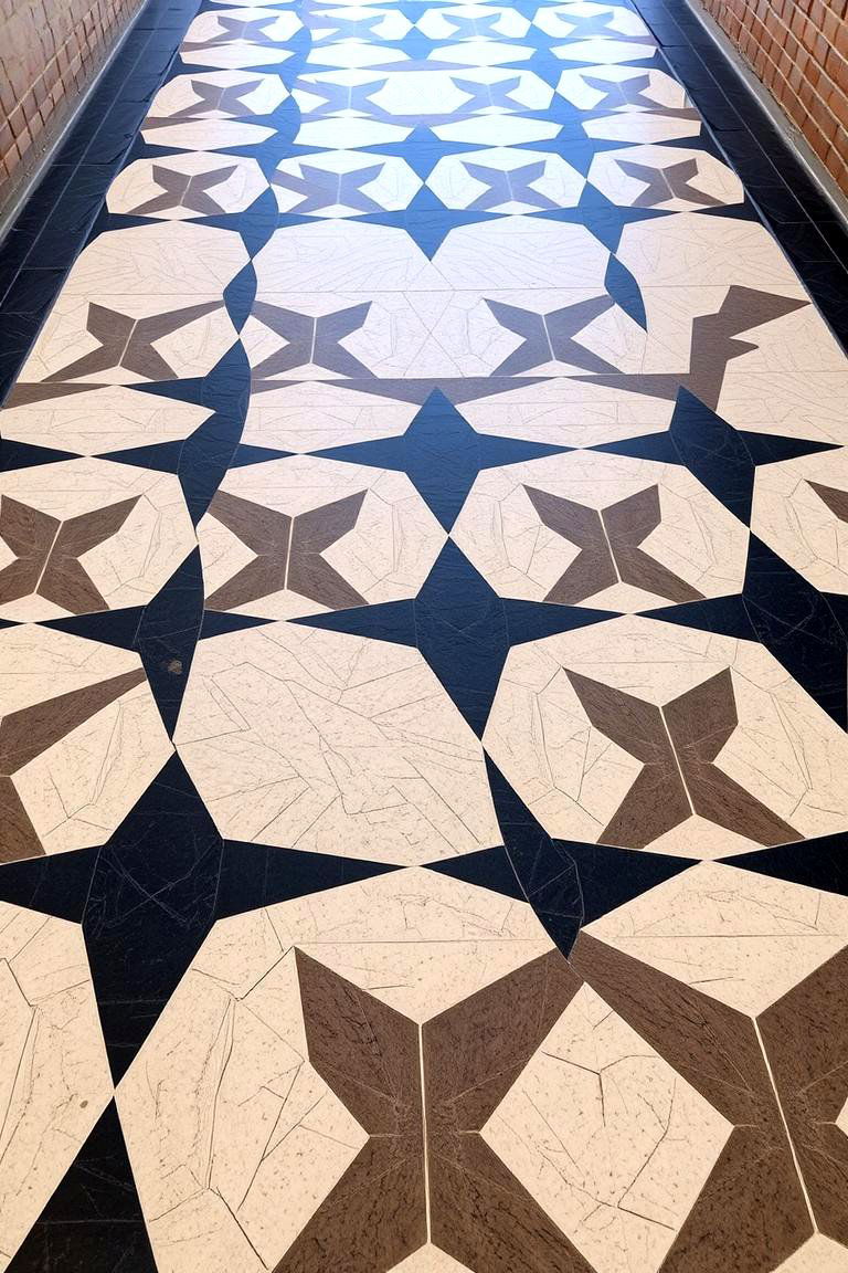 Stylish Geometric Tile Path - 24 Pool Walkway Ideas