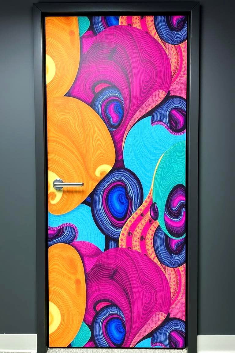 Stylish Laminated Patterned Door - 24 Home Office Door Ideas