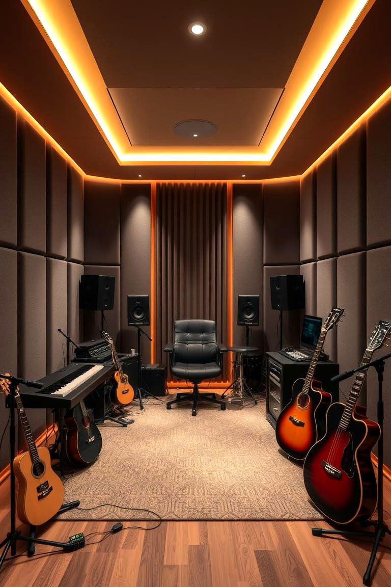 Stylish Music Studio Retreat - 24 Luxury Man Cave Ideas