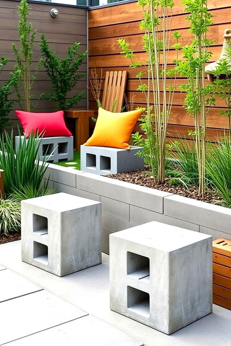 Stylish Outdoor Stools - 24 Cinder Block Garden Ideas