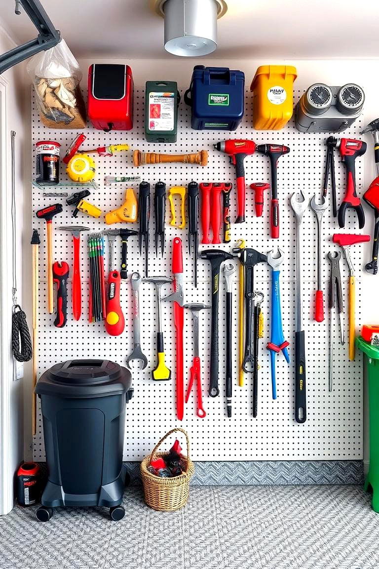 Stylish Pegboard Organizer - 24 Garage Entryway Ideas