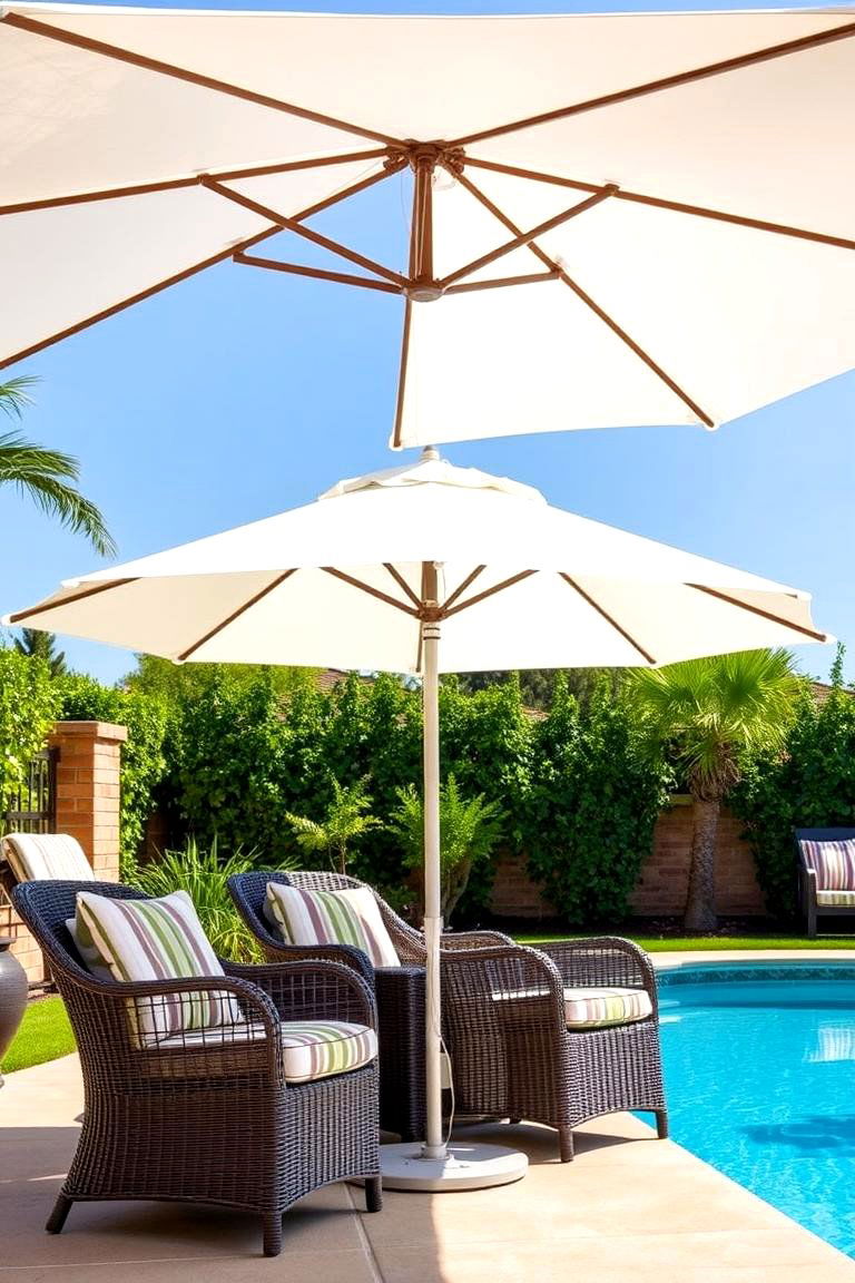 Stylish Poolside Umbrellas - 24 Pool Decor Ideas