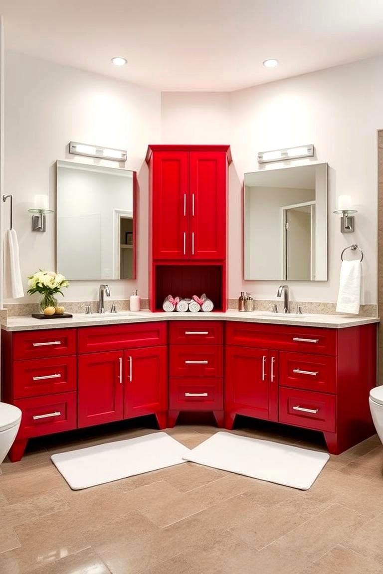 Stylish Red Cabinetry - 24 Red Bathroom Ideas