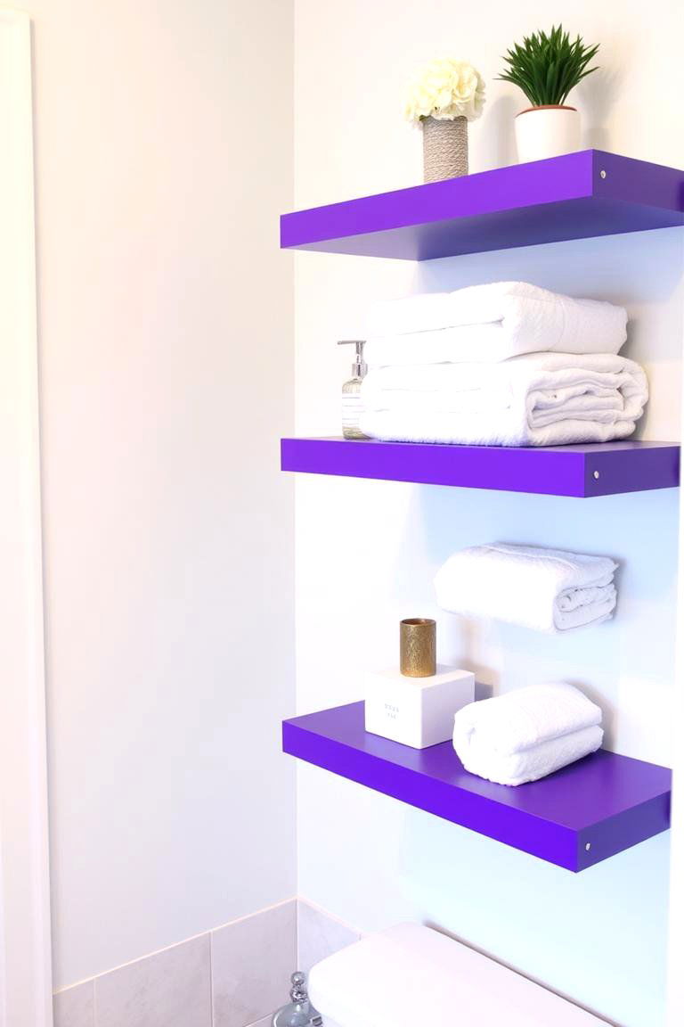 Stylish Storage Purple Shelving Solutions - 24 Purple Bathroom Ideas