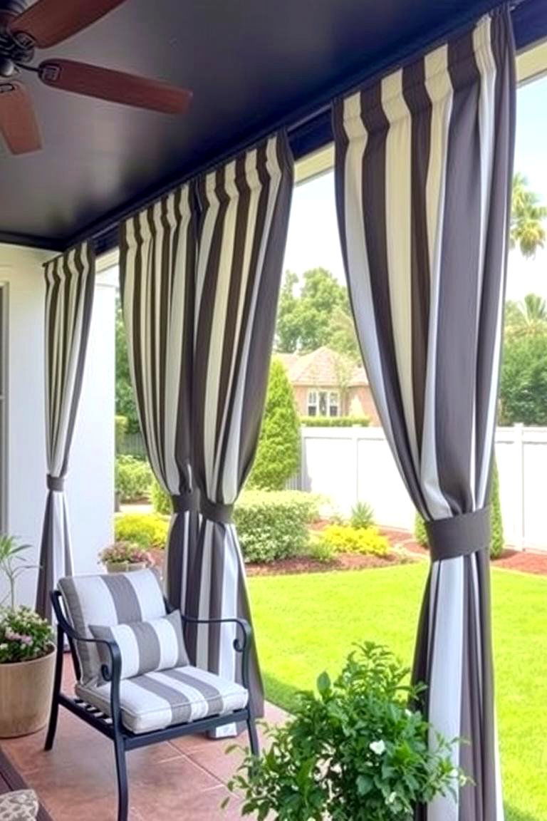 Stylish Striped Patio Curtains - 24 Patio Curtain Ideas