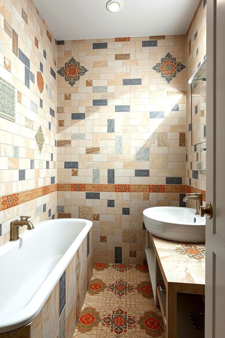 Stylish Tile Patterns and Mosaics - 24 Family Bathroom Ideas