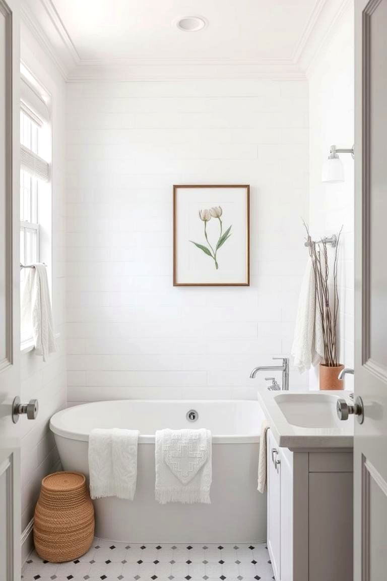 Subdued Decor Accents - 24 Small White Bathroom Ideas