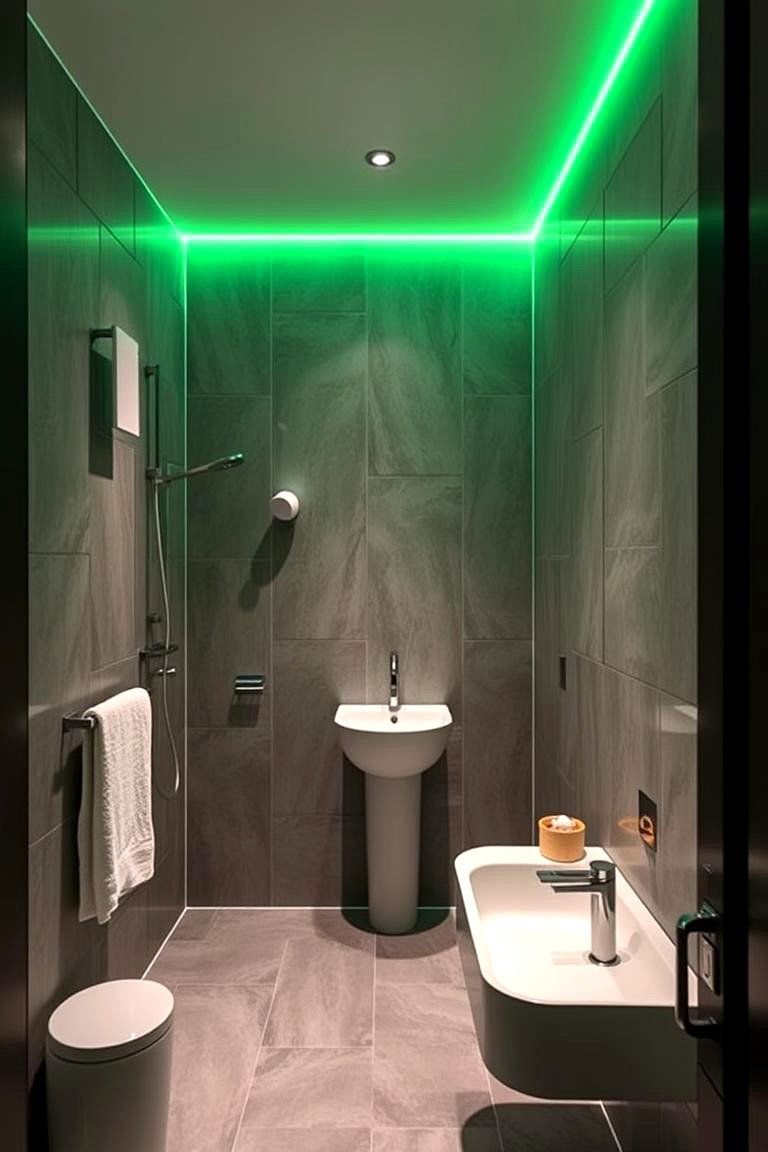 Subdued Green Glow - 24 Green and Grey Bathroom Ideas