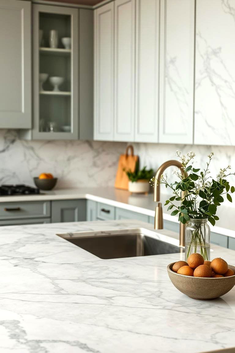 Subdued Natural Beauty - 24 Green Marble Countertop Design Ideas