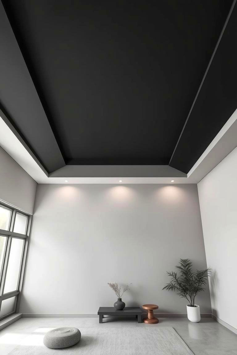 Subdued Sophistication - 24 Black Ceiling With Grey Walls