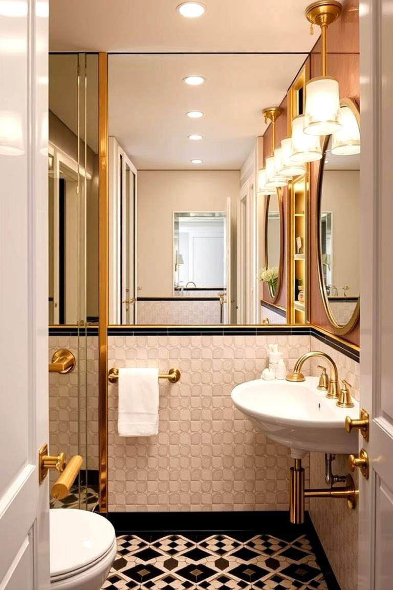 Subtle Art Deco Touches - 24 Basement Bathroom Ideas