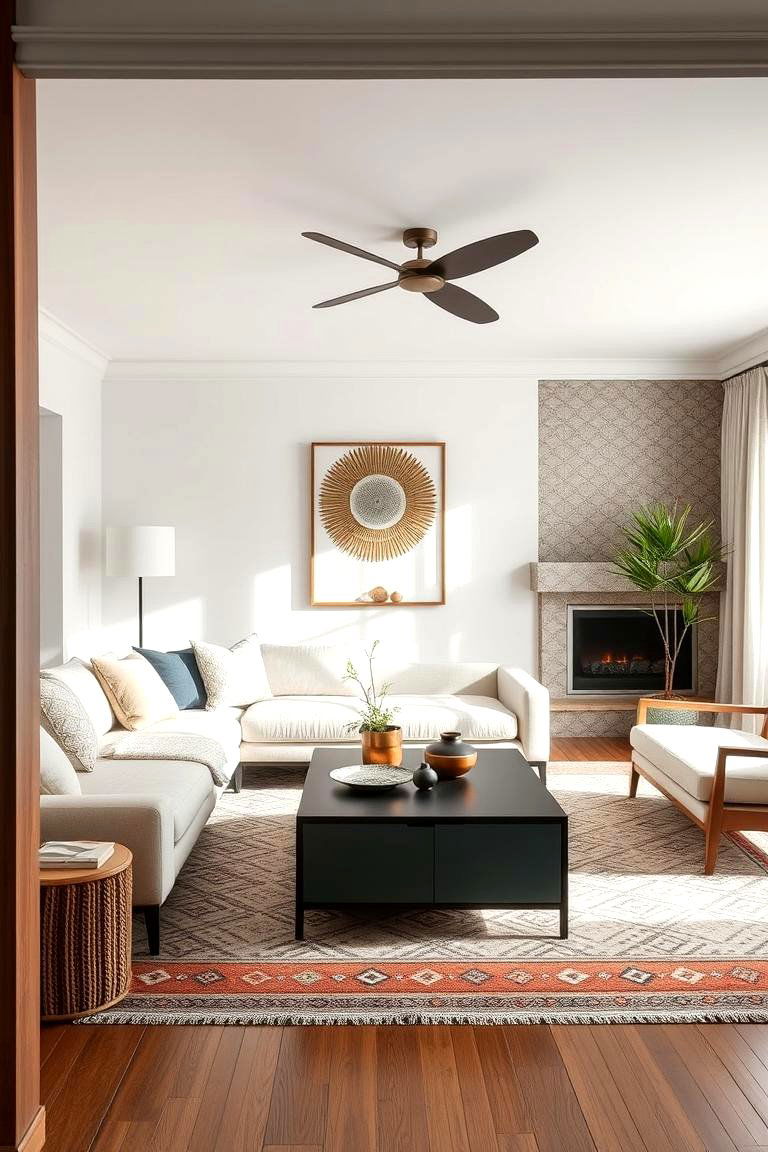 Subtle Boho Geometric Patterns - 24 Boho Living Room Ideas