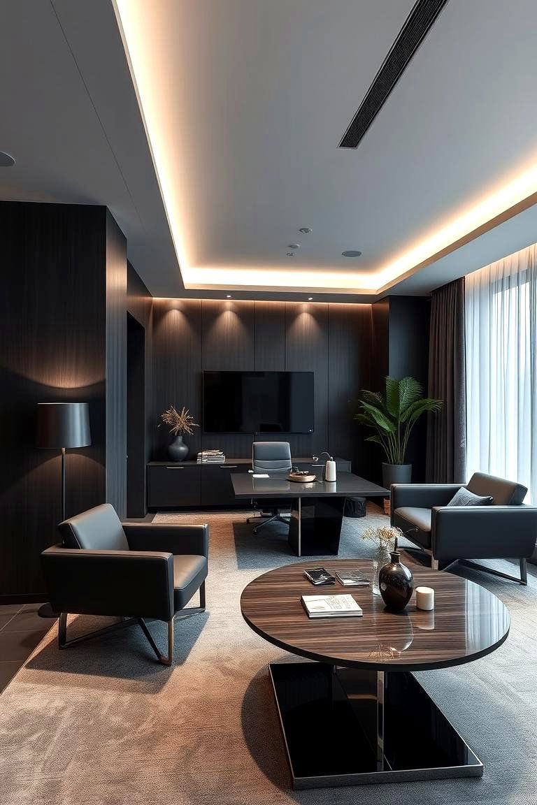 Subtle Charcoal Sophistication - 24 dark home office design ideas