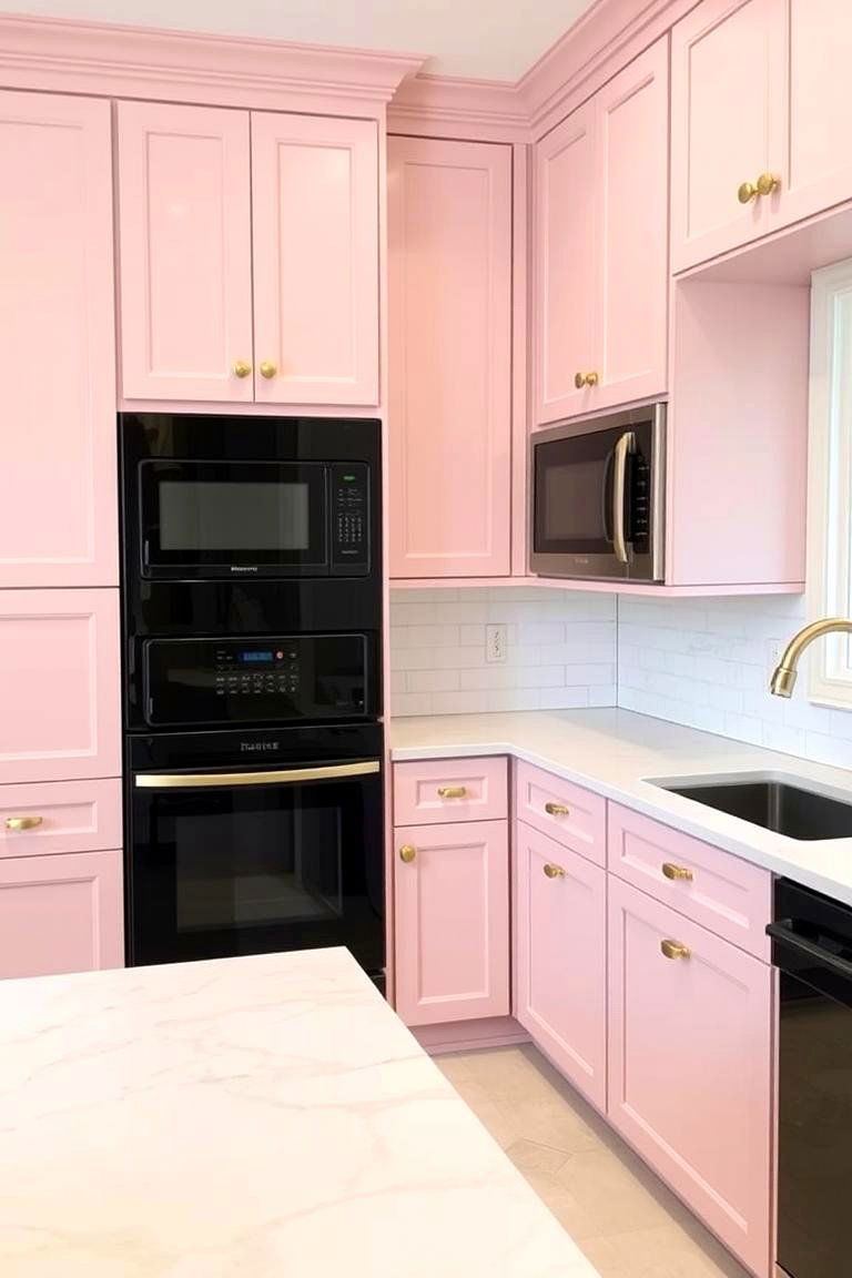 Subtle Charm of Light PinkBlush Cabinets - 24 What Color Cabinets Go With Black Appliances