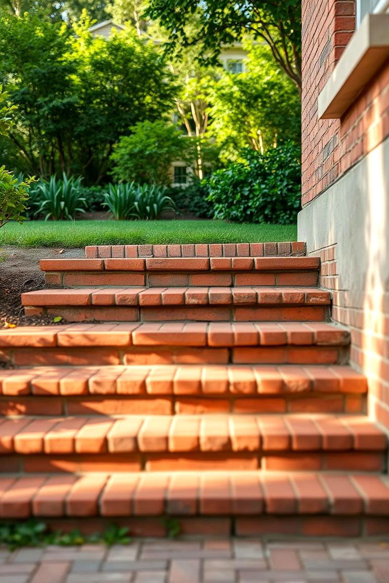 Subtle Earth Toned Brick Steps - 24 Brick Front Steps Design Ideas