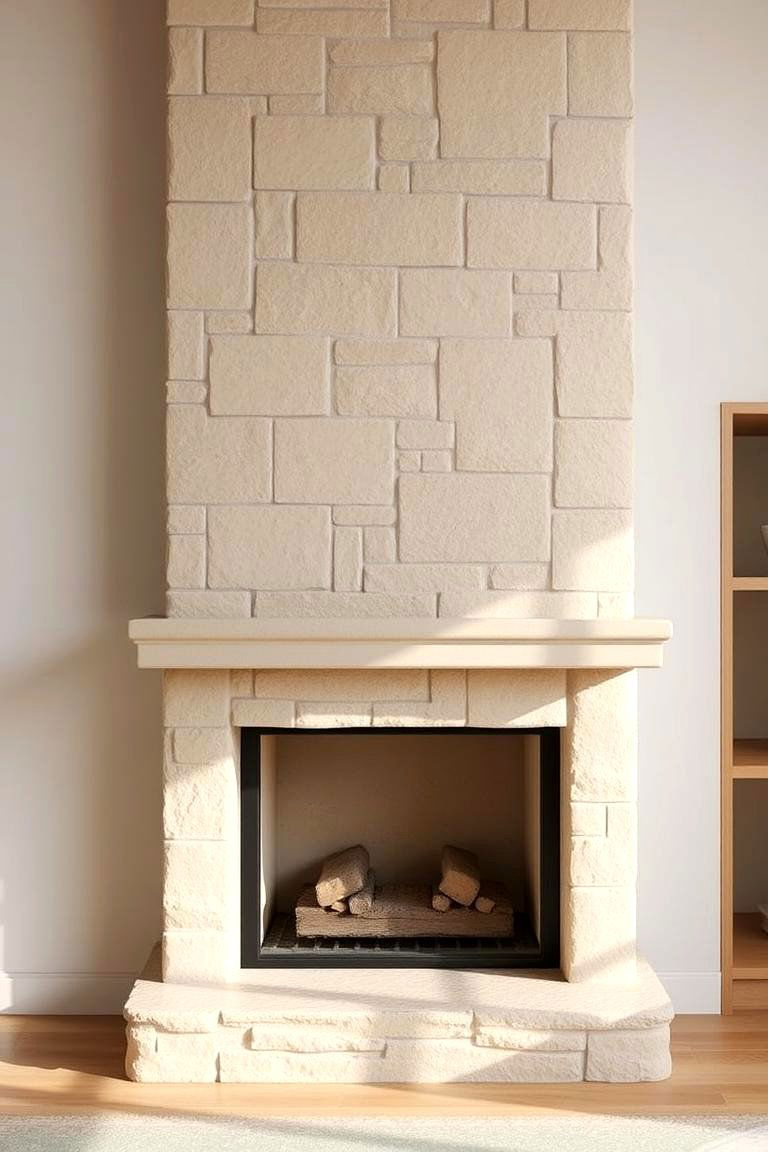 Subtle Earth Toned Stacked Stone - 24 Stacked Stone Fireplace Ideas
