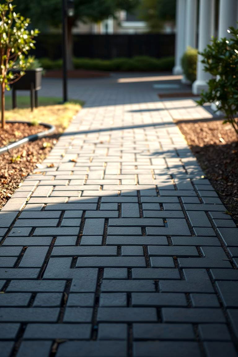 Subtle Elegance Black Brick Walkway - 24 Black Brick Walkway Ideas