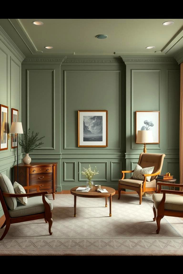 Subtle Elegance in the Study - 24 Sage Green Paint Color Ideas