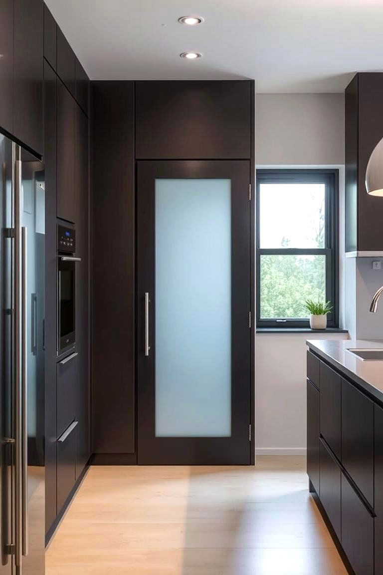 Subtle Frosted Glass Insert Door - 24 Kitchen Door Design Ideas