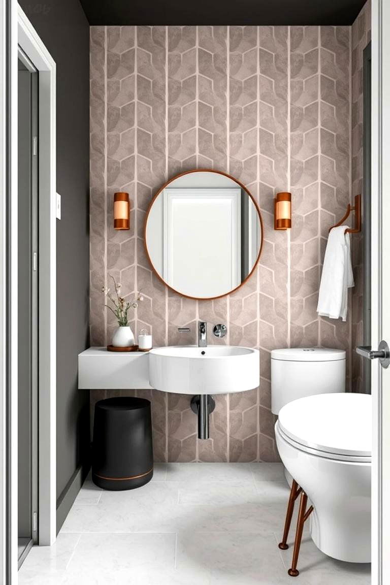 Subtle Geometric Patterns - 24 Bathroom Wallpaper Ideas